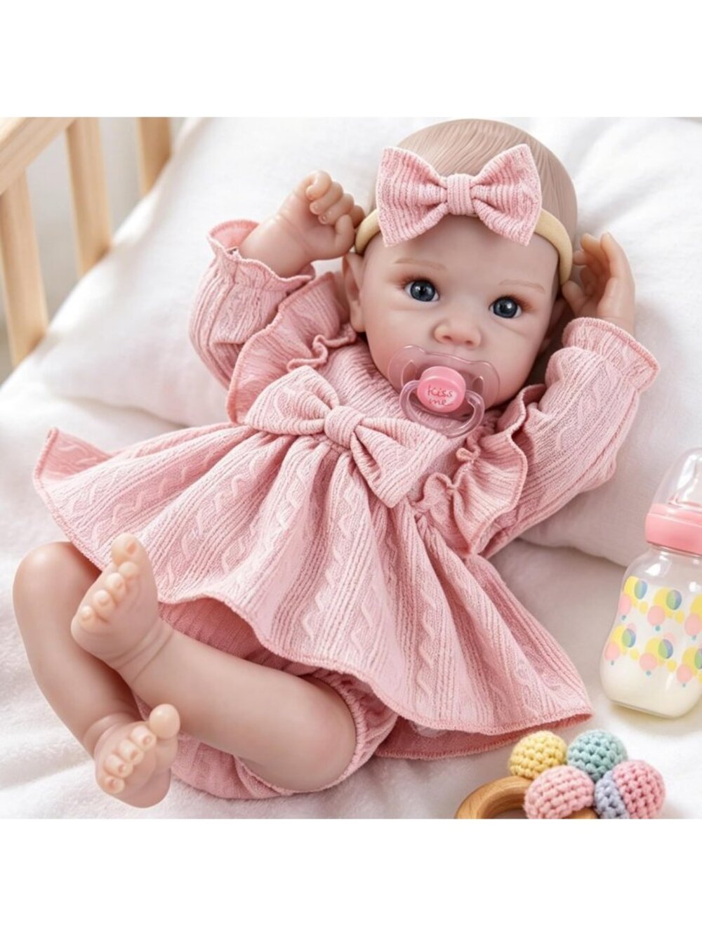 Lifelike 20" Reborn Baby Doll Girl - Soft Weighted Handmade Newborn with Feeding